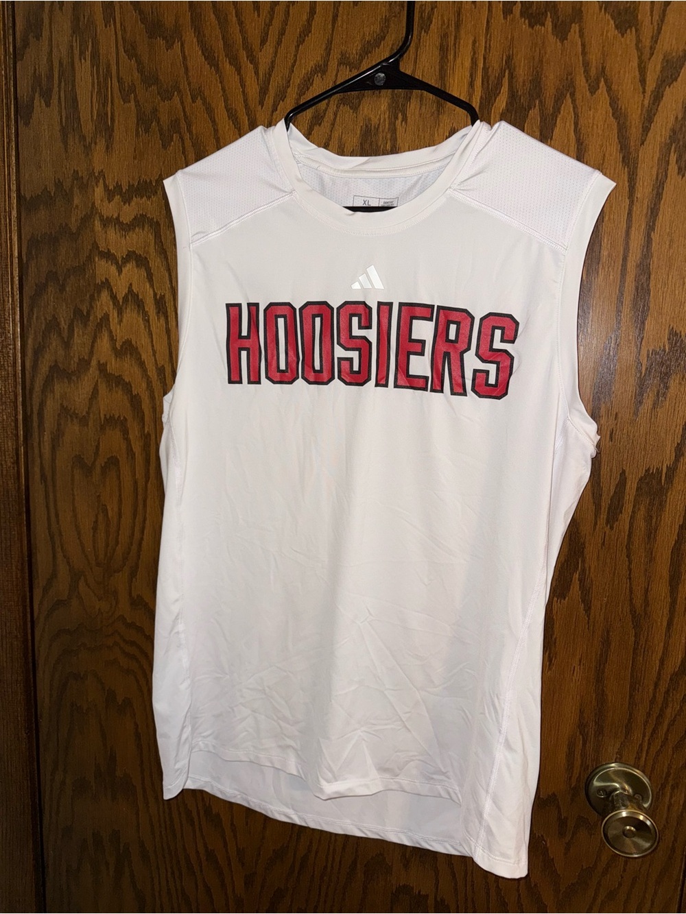 adidas White Tank Top with Red Hoosiers Logo